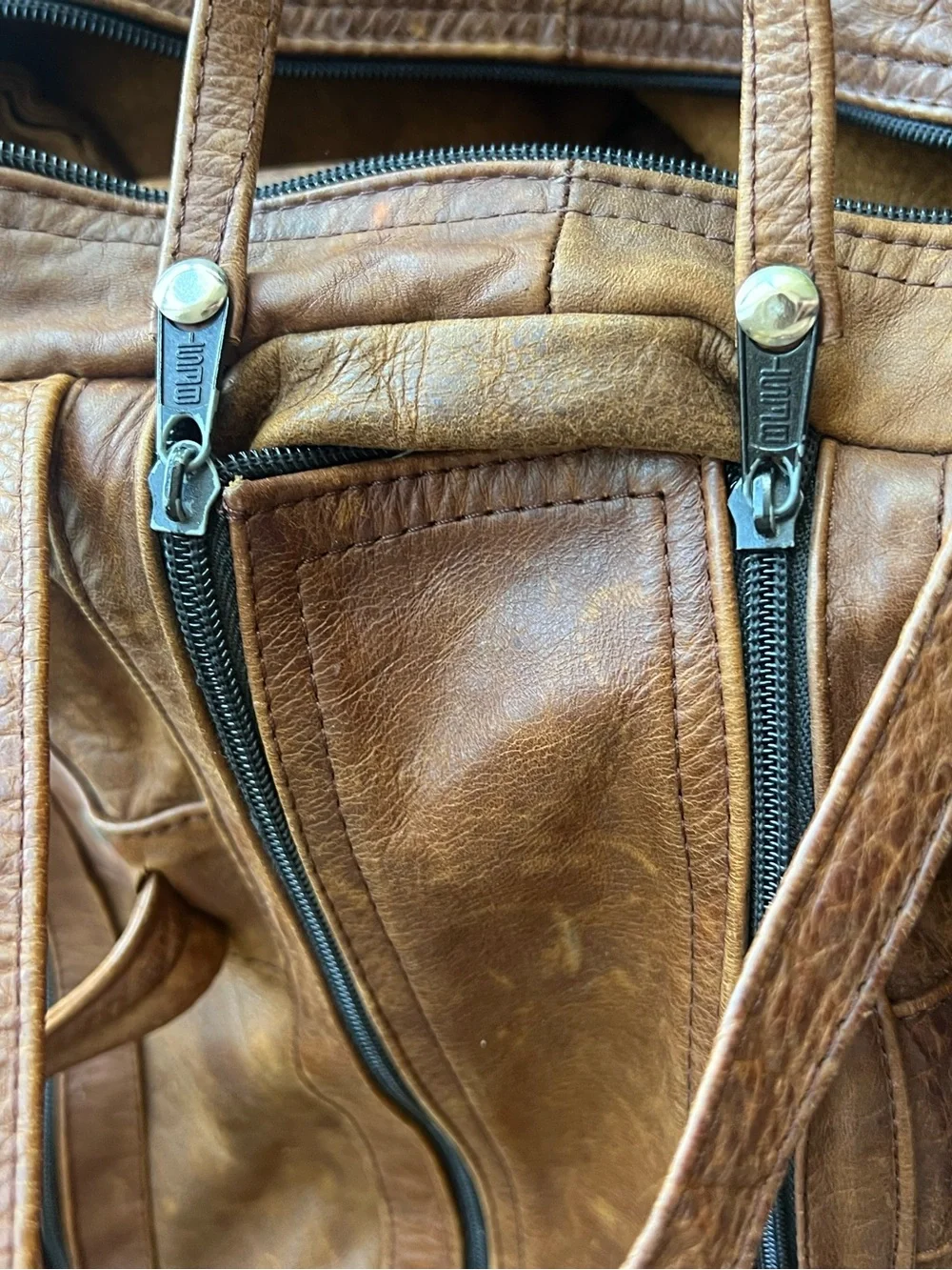 Vintage Nike Genuine Leather Brown Duffel Gym Travel Bag